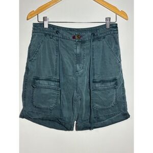Sundance Teal Blue Lyocell Cargo Shorts Womens 4 Drawstring Utility Boho Soft